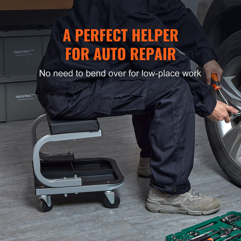 Rolling Garage Stool With Tool Tray