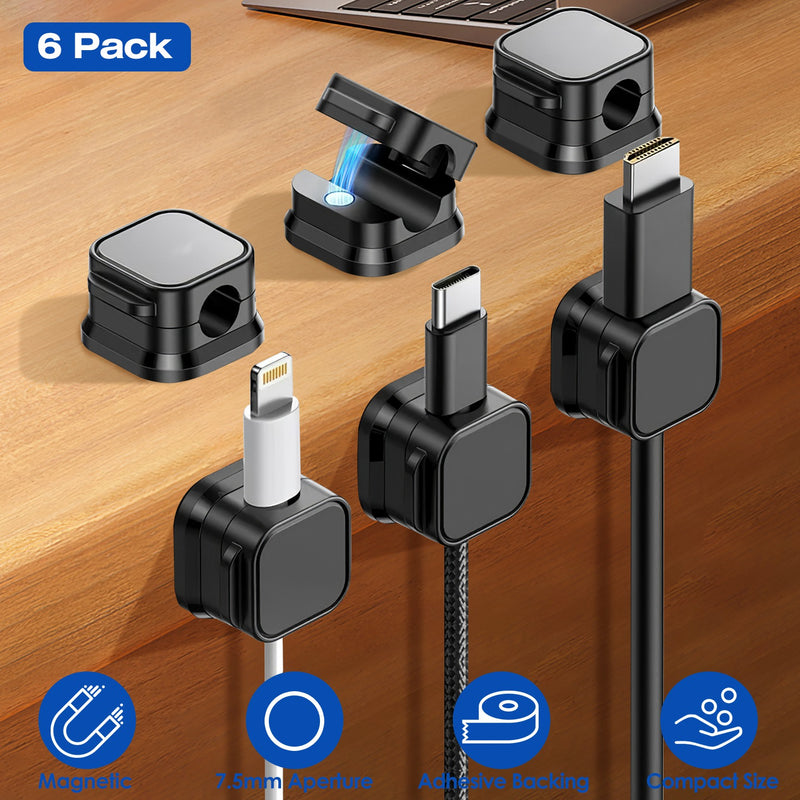 6-Pack Magnetic Car Cable Clips